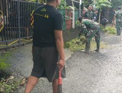 Babinsa Koramil 1419-01/Maiwa Bersama Masyarakat Kerja Bakti Pembersihan Selokan