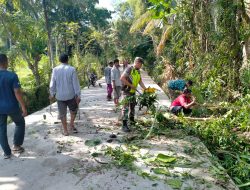 Gotong Royong ,Babinsa dan Warga Desa Kiran Baroh Bersihkan Jalan dan Selokan