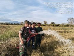 Babinsa Koramil 04 Kelara Bersama PPL dan Poktan Uji Coba Pengoperasian Mesin Pompa Air Bantuan Kementan RI