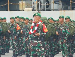 Danrem 032/Wbr, Sambut kedatangan Satgas Pamtas Kewilayahan RI – PNG Yonif 133/YS
