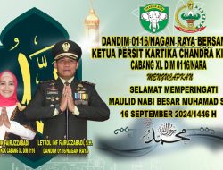 Dandim 0116/Nagan Raya berserta Ketua Persit Ucapkan Selamat Memperingati Maulid Nabi Muhammad SAW 1446 H