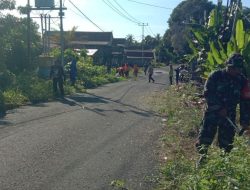 Koramil-01 Kodim 1404/Pinrang Kerja Bakti Pembersihan Jalan Dan Normalisasi Saluran Air