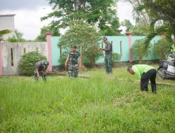 Karya Bakti Dalam HUT TNI Ke 79, Kodim 0904/Paser Gelar Pembersihan Di SMPN 11 Tanah Grogot