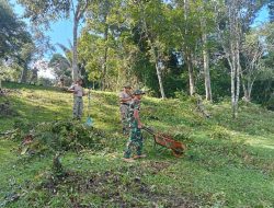 Tingkatkan Sinergitas di Perbatasan,Satgas Yonzipur 8/SMG Laksanakan Karya Bakti Bersama Tentara Darat Malaysia di Desa Bakelalan Tapal Batas RI-Malaysia