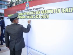 Dandim 1425 Jeneponto Hadiri Acara Penandatanganan Deklarasi Netralitas ASN Dalam Rangka Pilkada 2024-2029