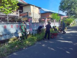 Anggota Koramil 01 Maiwa Melaksanakan Karya Bakti Pembersihan Selokan
