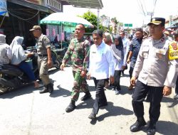 Wakili Dandim 0116/Nagan Raya Danramil 04/Beutong Cek Pasar Tradisional bersama Forkopimda