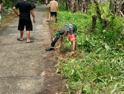 Wujudkan Lingkungan Bersih, Babinsa Bersama Warga Lakukan Gotong Royong