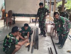Pembuatan Tower Toren Air, Satgas TMMD Ke-122 Kodim 1407/Bone Memulai Merangka Besi Dengan Mesin Las