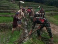 Babinsa Koramil Salomekko Bersama Kelompok Tani Perbaiki Saluran Air Persawahan