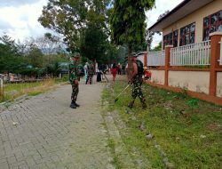 Babinsa Koramil 1407-10/Ponre Bersama Staf Puskesmas Gelar Karya Bakti