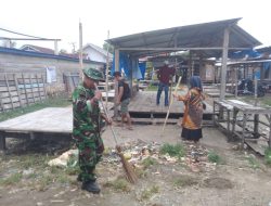 Babinsa 01/Ajangale Bersama Perangkat Desa Lebbae Laksanakan Pembersihan Pasar