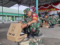 Antusias Prajurit Kodim 0907/Trk Terima Dukungan Kaporlap Pemberian Bapak KASAD