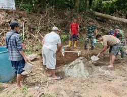 Personil Koramil 1405-08/T.Riaja Dampingi Pengerjaan Sumur Bor di Desa Lompo Tengah