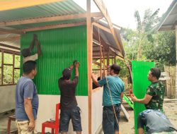 Rehab RTLH yang dikerjakan oleh Kodim 1404/Pinrang Masuki Tahap Pemasangan Dinding