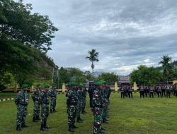 Sinergitas TNI-POLRI, Kodim 1805/Raja Ampat Ikuti Apel Gelar Pergeseran Pasukan Pengamanan TPS Pemilu 2024