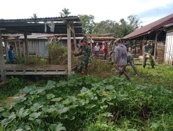 Personel Koramil-06/Sinjai Borong Kodim 1424/Sinjai Gelar Karya Bakti Pembersihan Pasar Biji Nangka
