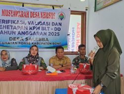 Babinsa Ponre Hadiri Rapat Verifikasi, Validasi Dan KPM Penetapan Penerima BLT DD Tahun 2025 Desa Salebba