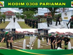 Dalam Rangka Menyambut Hari Juang TNI AD Ke-79 Tahun, Personel Kodim 0308/Pariaman Ziarah di TMP Kusuma Bangsa Di Desa Rawang, Kota Pariaman