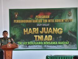 Resmikan Kantor Tim Intel Korem, Danrem 141/Tp Berpesan Dijaga dan Dirawa