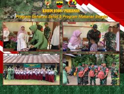 Program Generasi Sehat & Program Dukungan Makan Bergizi Kodim 0308/Pariaman Bagikan Makan Bergizi ke Siswa- Siswi SDN 05 Koto Baru Kec. Padang Sago, Kab. Padang Pariaman