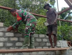 Ciptakan Sinergitas TNI Dan Rakyat, Babinsa Manokwari Utara Bantu Warga Bangun Rumah
