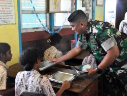 Kodim 1707/Merauke Mendampingi Giat Makan Bergizi Gratis Kepada 3.168 Pelajar