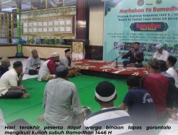 Hari terakhir peserta itiqaf warga binaan lapas gorontalo mengikuti kuliah subuh Ramadhan 1446 H