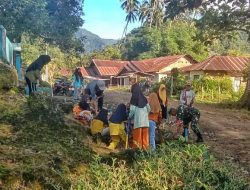 Babinsa Koramil 20/Bontocani Dim 1407/Bone Bersama Warga Laksanakan Kerja Bakti Di Desa Watangcani
