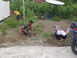 Babinsa Koramil 1407-01/Ajangale Bersama Perangkat Desa Gelar Kerja Bakti Di Kantor Desa Amessangeng