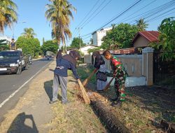 Babinsa Koramil 07/Tanete Riattang Kodim 1407/Bone Laksanakan Karya Bakti Bersama Warga Di Kelurahan Cellu