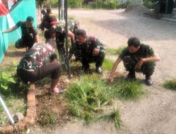 Personel Koramil 06/Awangpone Kodim 1407/Bone Laksanakan Pembersihan Pangkalan