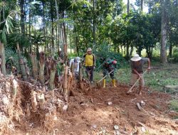 Babinsa Kodim 1407/Bone Koramil 12/Cina Dan Warga Gotong Royong Membangun Fasilitas Pertanian Di Bone