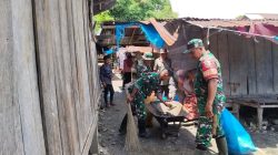 Personel Koramil 1407-03/Cenrana Bersama Masyarakat Gelar Pembersihan Pasar Di Desa Cakkeware