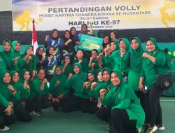 Perempuan Tangguh Berprestasi, Persit KCK Cab XXV Dim 1407 Raih Juara I Voli Hari Ibu