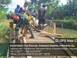 Babinsa Koramil 1407-02/Dua Boccoe Pastikan Akses Pertanian Lancar, Perbaikan Jembatan Tawaroe Jadi Prioritas