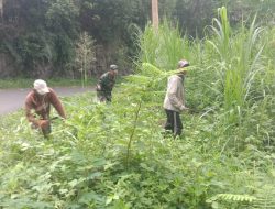 Pastikan Akses Jalan Bersih Dan Aman, Babinsa Koramil 1407-20/Bontocani Pelopori Kerja Bakti Di Lingkungan Tanjung