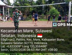 Babinsa Koramil 15/Mare Kodim Bone Ikut Bermain Bola  Volly Dan Berikan Motivasi Pemuda Desa Pattiro