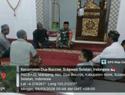 Sejuknya Silaturahmi Babinsa Koramil 1407-02/Dua Boccoe Bersama Jamaah Masjid Nurul Jannah Desa Matajang