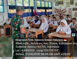 Tumbuhkan Rasa Bela Negara, Babinsa Koramil 1407-10/Ponre Laksanakan Binwanwil Kepada Siswa SMP