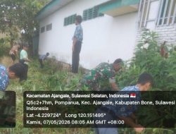 Babinsa Koramil 1407-01/Ajangale Gelar Kerja Bakti Di Lingkungan Madrasah Aliyah Pompanua