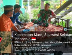 Babinsa Kodim 1407/Bone Koramil 15/Mare Komsos Dengan Tokoh Masyarakat Di Wilayah Binaan Desa Ujung Salangketo