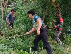 Wujudkan Lingkungan Bersih Dan Sehat, Babinsa Koramil 1407-18/Kajuara Bersama Aparat Desa Abbumpungeng Gelar Karya Bakti