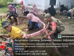 Aksi Peduli Lingkungan, Babinsa Koramil 1407-03/Cenrana Guna Wujudkan Lingkungan Kerja Yang Sehat Dan Bersih