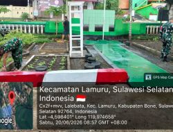 Pelihara Kerapian Markas, Anggota Koramil Lamuru Kodim 1407/Bone Gotong Royong Bersihkan Pangkalan