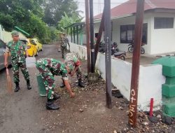 Babinsa Kodim Bone Koramil 1407-09/Lapri Gelar Pembenahan Dan Pembersihan Lingkungan Kantor Koramil