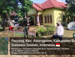 Wujud Kemanunggalan TNI-Rakyat, Babinsa Koramil 1407-06/Awangpone Dan Warga Kompak Buat Saluran Air