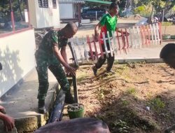 Babinsa Koramil 1407-18/Kajuara Benahi Pangkalan Kantor, Wujudkan Lingkungan yang Bersih Dan Nyaman