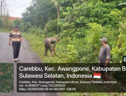 Babinsa Awangpone Kodim 1407/Bone Dorong Kepedulian Warga melalui Gotong Royong Bersihkan Lingkungan