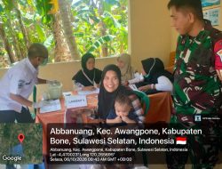 Posyandu Di Gelar Di Abbanuang, Babinsa Koramil 06/Awangpone Kodim 1407/Bone Hadir Berikan Pendampingan